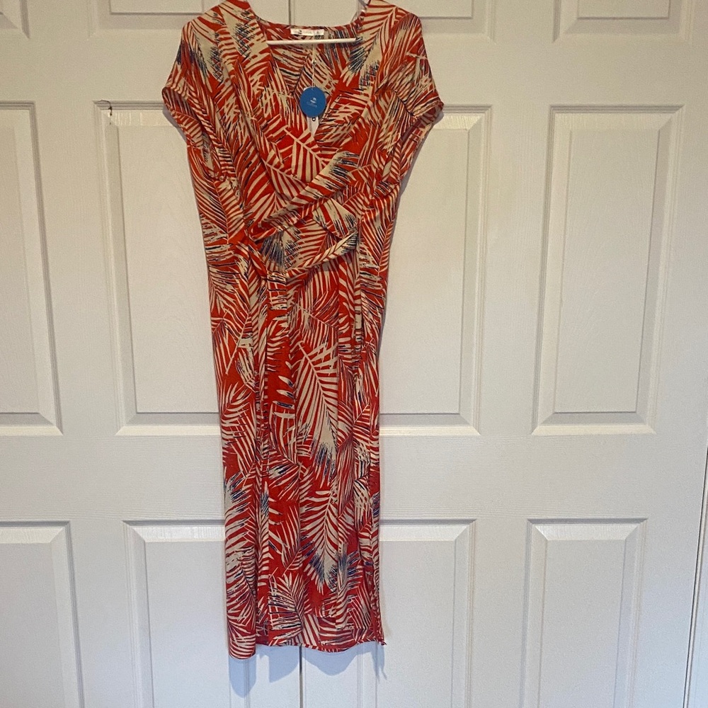 Cupshe Red and Blue Leaf Print Midi Dress